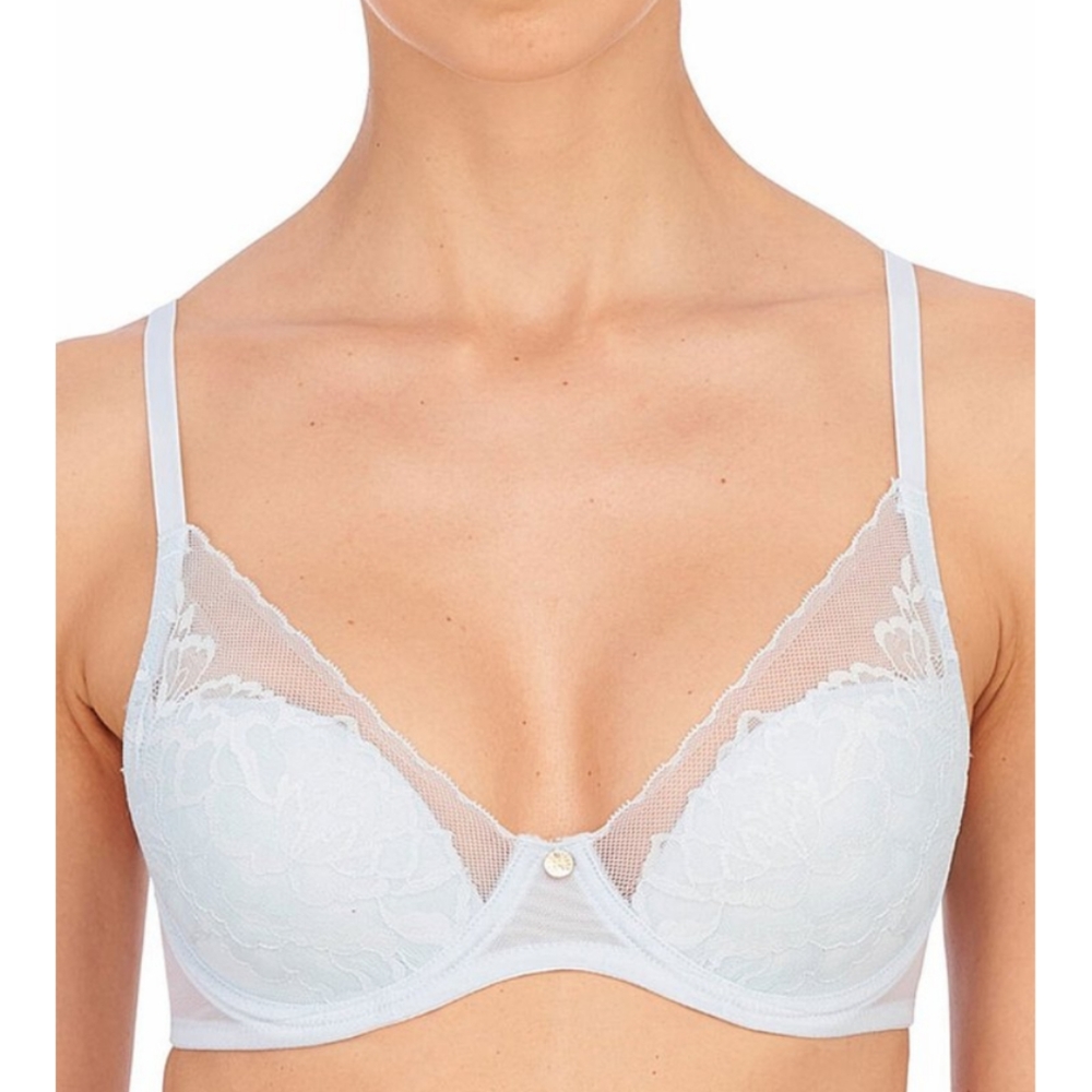 Natori 32DD Baby Blue Flora Contour Underwire Demi bra, New with tags